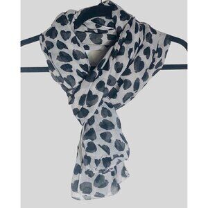 Scarf wrap sheer hearts black white one size 76x28" READ